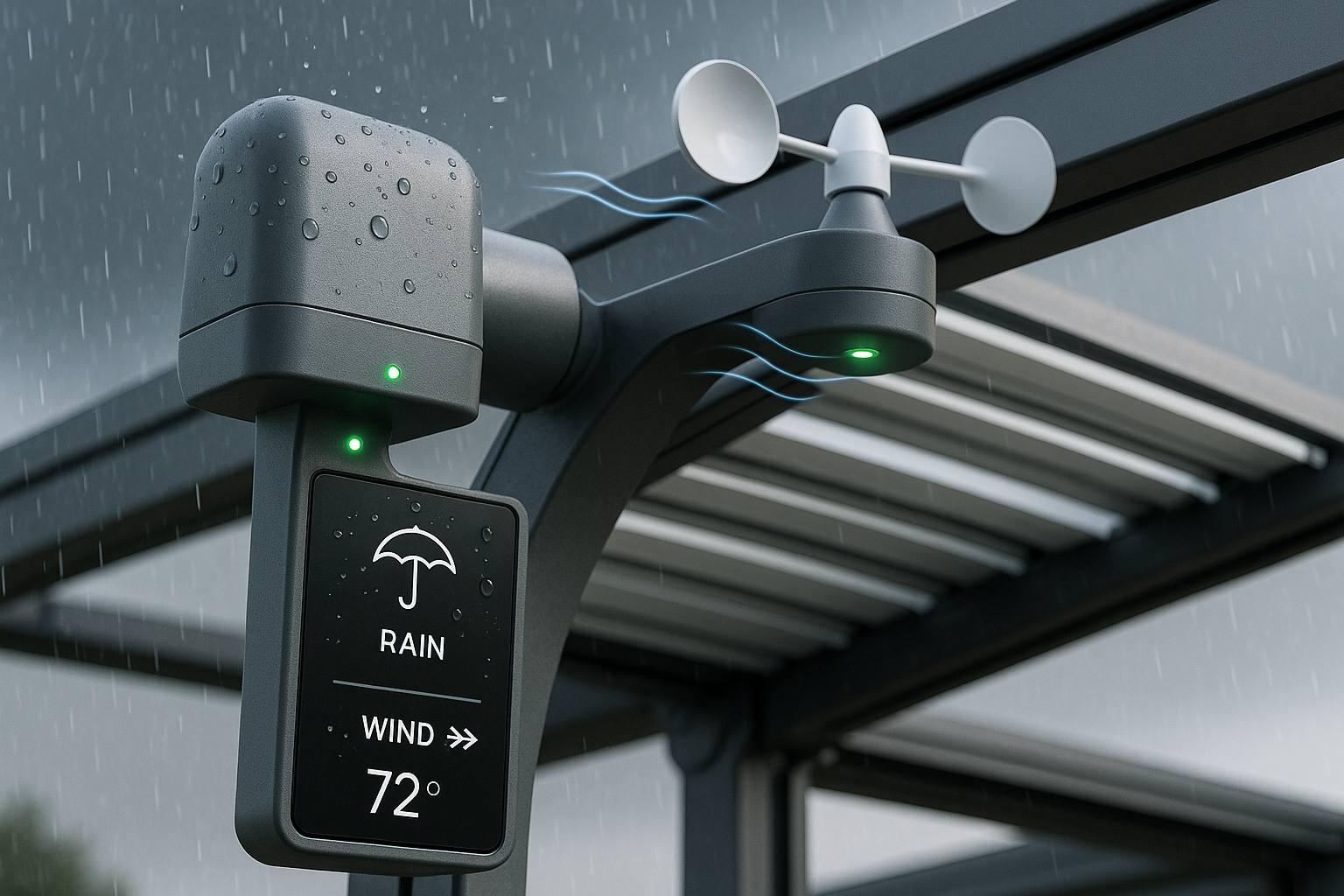Weather-responsive sensors that automatically close the roof when detecting rain or high winds, ensuring protection and peace of mind